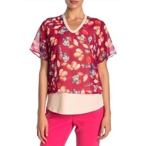 Donna Karan • NWT Double Layered Floral Blouse
